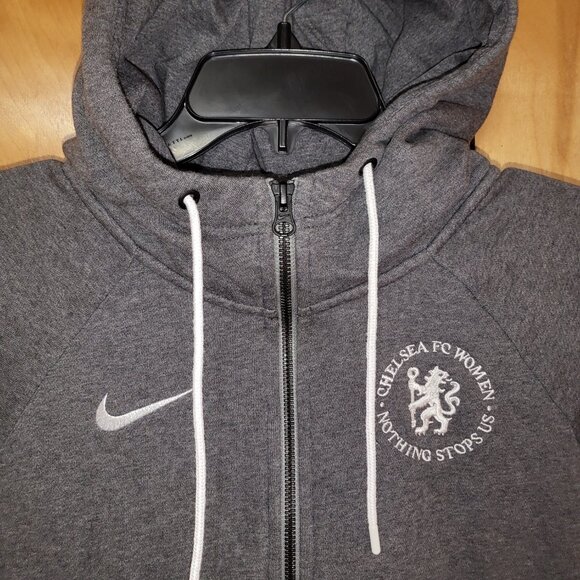 CHELSEA FC Women's Hoodie SMALL Nike Full Zip Up Nothing Stops Up GRAY C3 - Picture 4 of 7